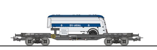 Liliput 235793 Transportwagen der ÖBB, 977 0 000-4, Strüver Tankauflieger "ARAL".