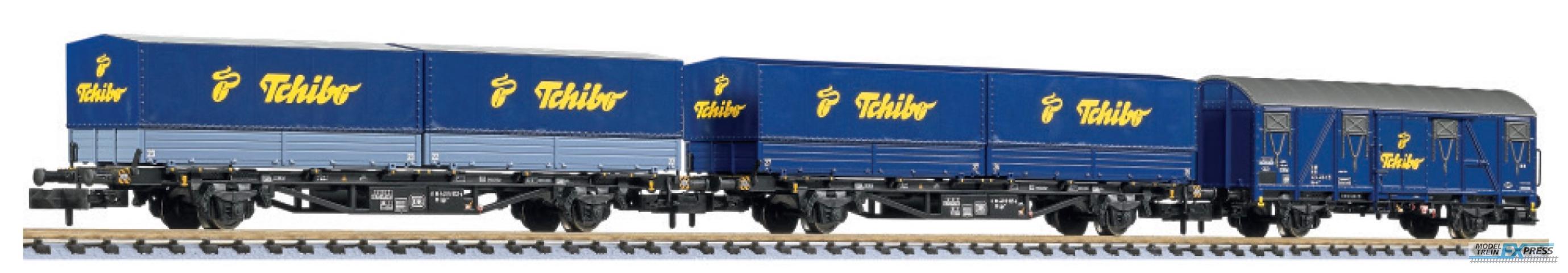 Liliput 260112 3-tlg. Set, "Tchibo-Zug", verschiedene Güterwagen, DB AG, Ep.V