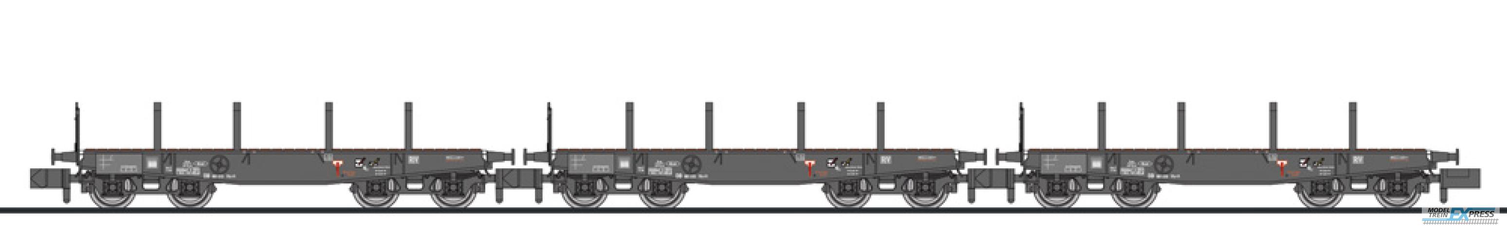 Liliput 260167 3-tlg. Set, 4-achs. Schwerlastwagen, SSy 45, DB, Ep.III