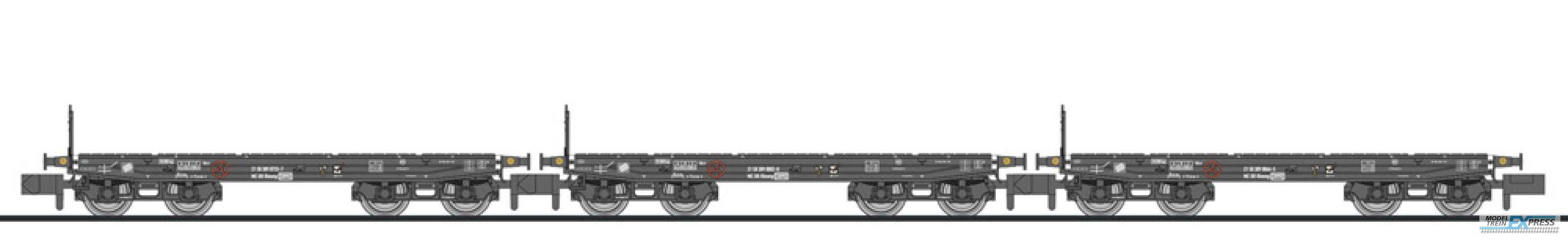 Liliput 260181 3-tlg. Set, 4-achs. Schwerlastwagen, Rlmmp, DR, Ep.IV
