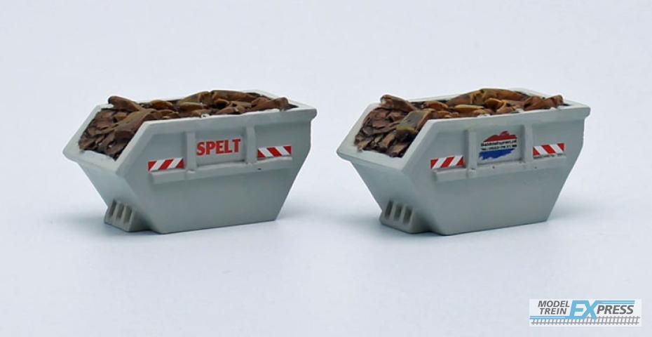 Loewe Wagonladingen 2381 Afvalcontainer + puin 1x Spelt & 1x Bakkiehuren (NL)