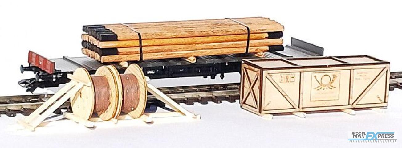 Loewe Wagonladingen 2447 Belading Set Deutsche Post Telegr. (Kist / Haspel / Teleg.)
