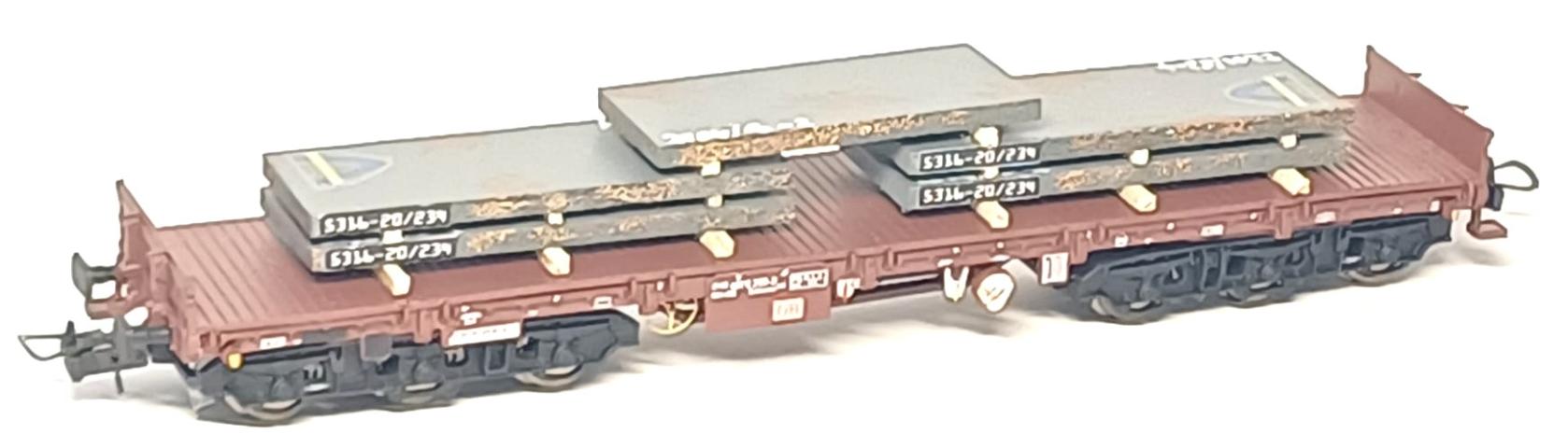 Loewe Wagonladingen 2550 Belading pantserstaalplaten Rheinstahl, 130 mm