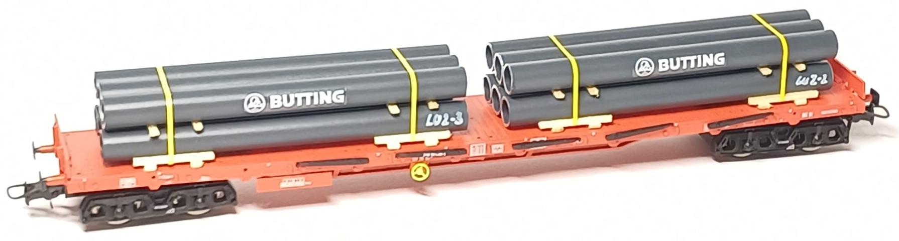 Loewe Wagonladingen 2555 Belading stalen buizen Butting, 2 x 90 mm