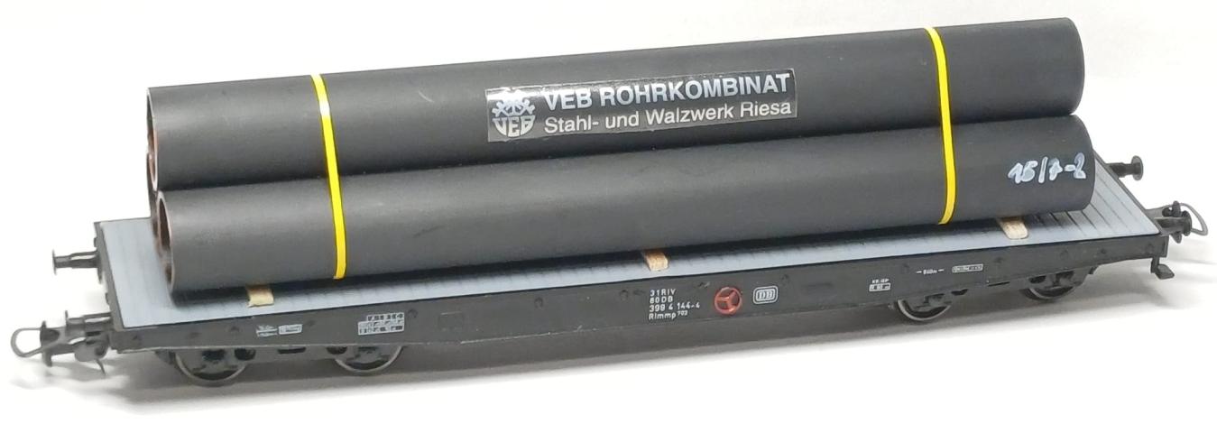 Loewe Wagonladingen 2559 Belading stalen buizen VEB Riesa, 140 mm