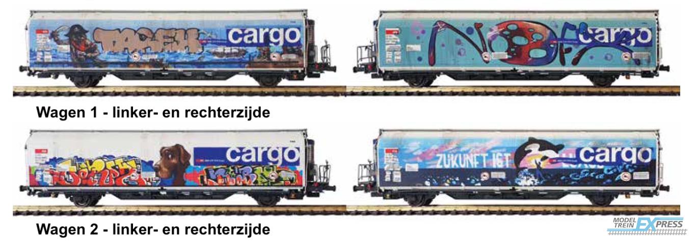 Mabartren 87524 Set 2 Hbbills wagons SBB Cargo with GRAFFITI, DC