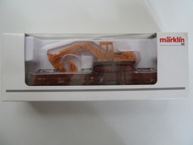 Marklin gebruikt materiaal 00753-16 DB rongenwagen met graafmachine, graafmachine geverfd, in doos