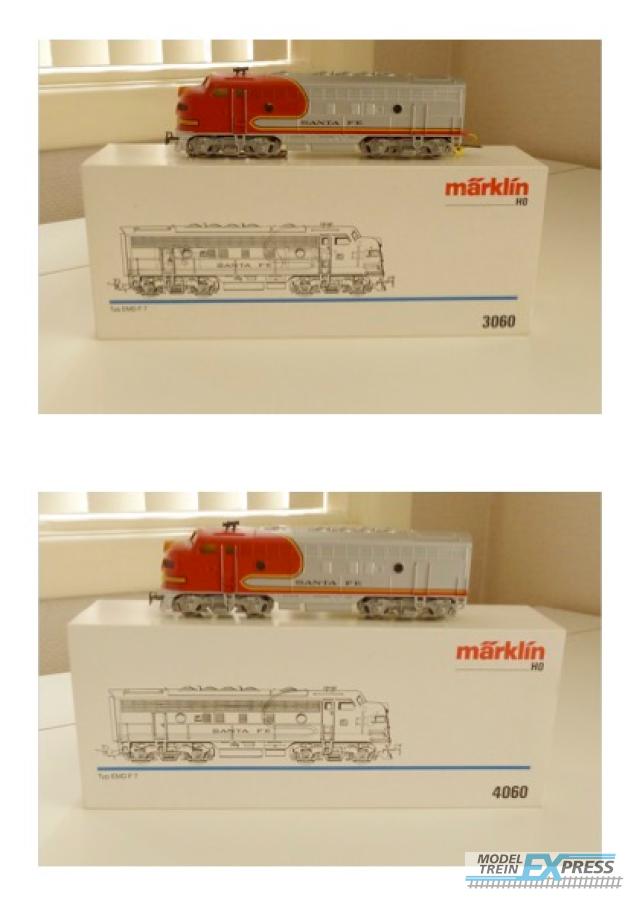 Marklin gebruikt materiaal 3060+4060 Diesellok +dummy USA Santa Fe digitaal met hoogvermogen motor in prima staat in doos