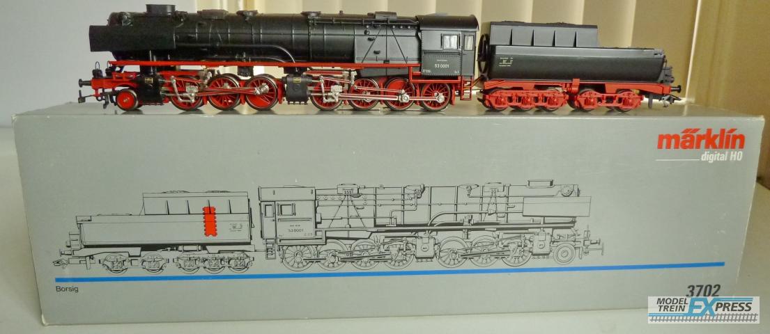 Marklin gebruikt materiaal 3702 Marklin stoomlocomotief BR53 Borsig DRG zgan in doos