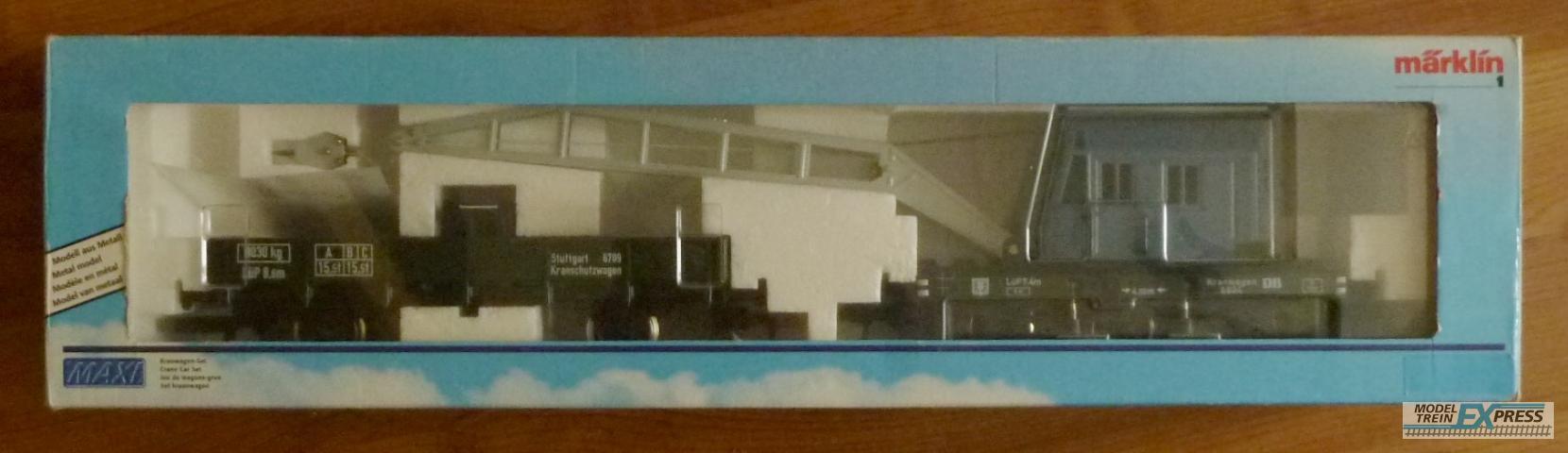 Marklin gebruikt materiaal 401019 Spur 1 MAXI Kranwagen Set 401019 Sondermodell blau in nieuw staat in doos