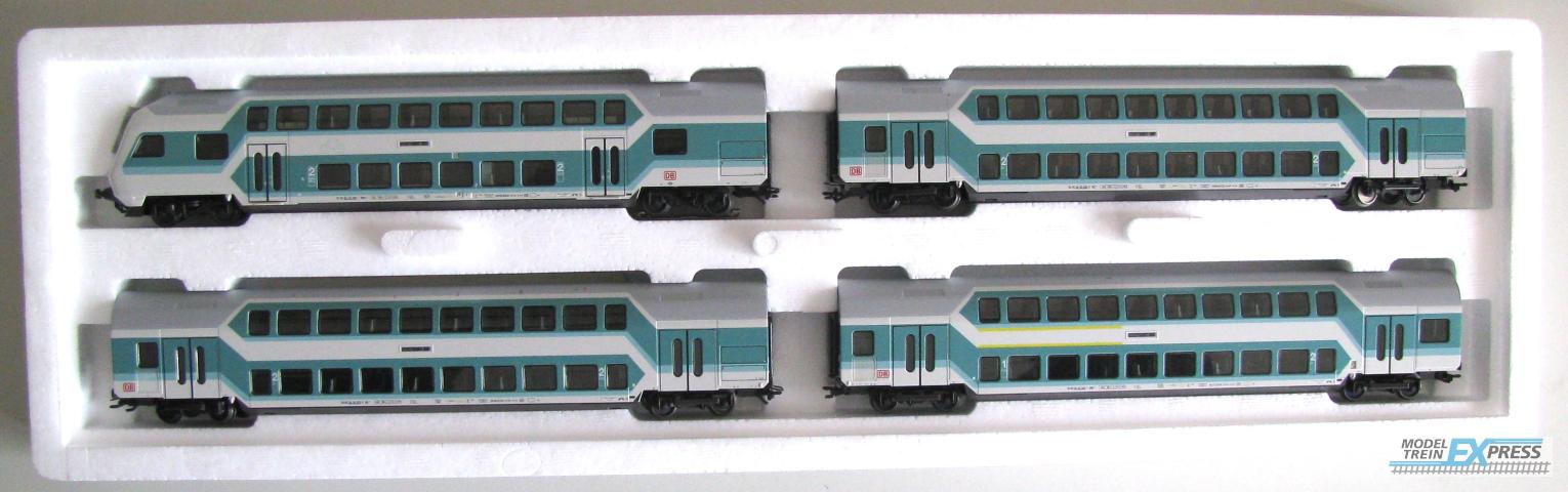 Marklin gebruikt materiaal 43580-1 Marklin DB set dubbeldeksrijtuigen, 4-delig z.g.a.n.
