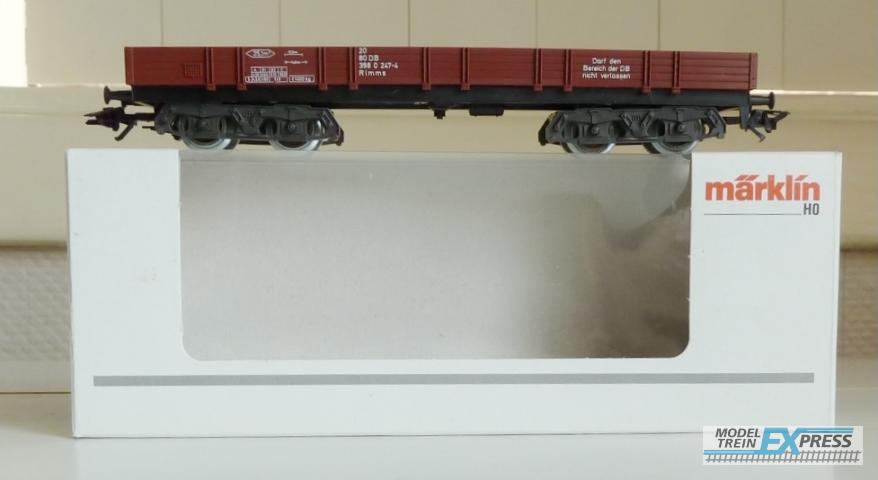 Marklin gebruikt materiaal 4473 Plattebak wagen 4 assen DB in doos