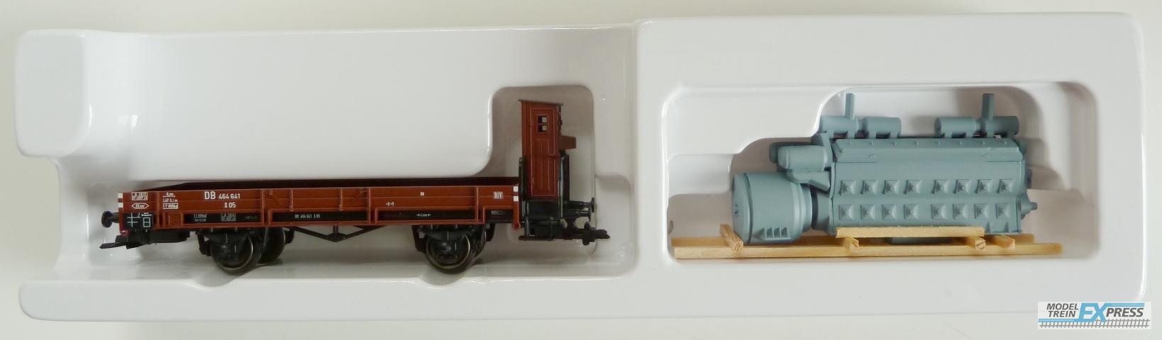 Marklin gebruikt materiaal 46075 Marklin Niederbordwagen mit Bremserhaus, mit Großdieselmotor z.g.a.n in doos