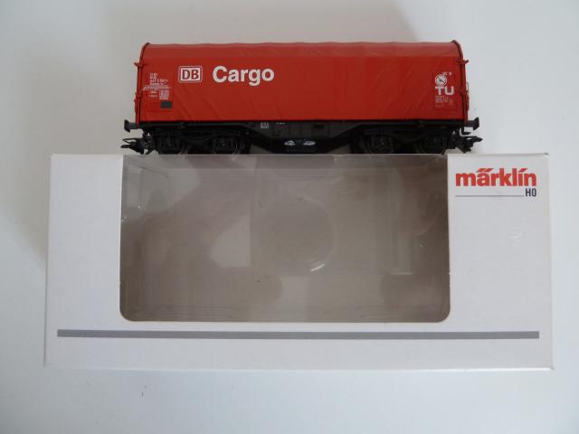 Marklin gebruikt materiaal 47200 DB Cargo 4-assige huifwagen, in goede staat, in doos