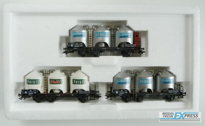 Marklin gebruikt materiaal 47896 Wagenset Henkel Silowagen Ep.III der DB neiuw in doos
