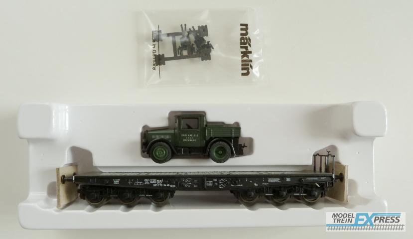 Marklin gebruikt materiaal 48677 Marklin Schwerlast-Flachwagen mit KAELBLE-Zugmaschine SSym 46 der DB als nieuw in doos