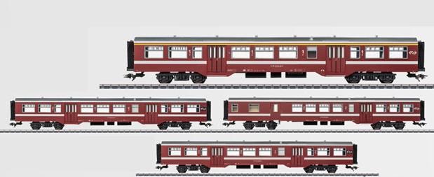 Marklin 43548 Set van 4 door NS gehuurde Belgische rijtuigen type M2