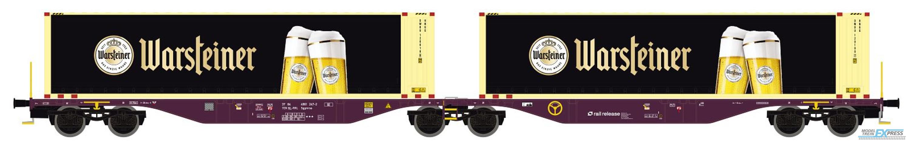 Mehano 28399 1/87 CONTAINERWAGEN SGGMRSS'90 RAILREL. WARSTEINER (?/25) *
