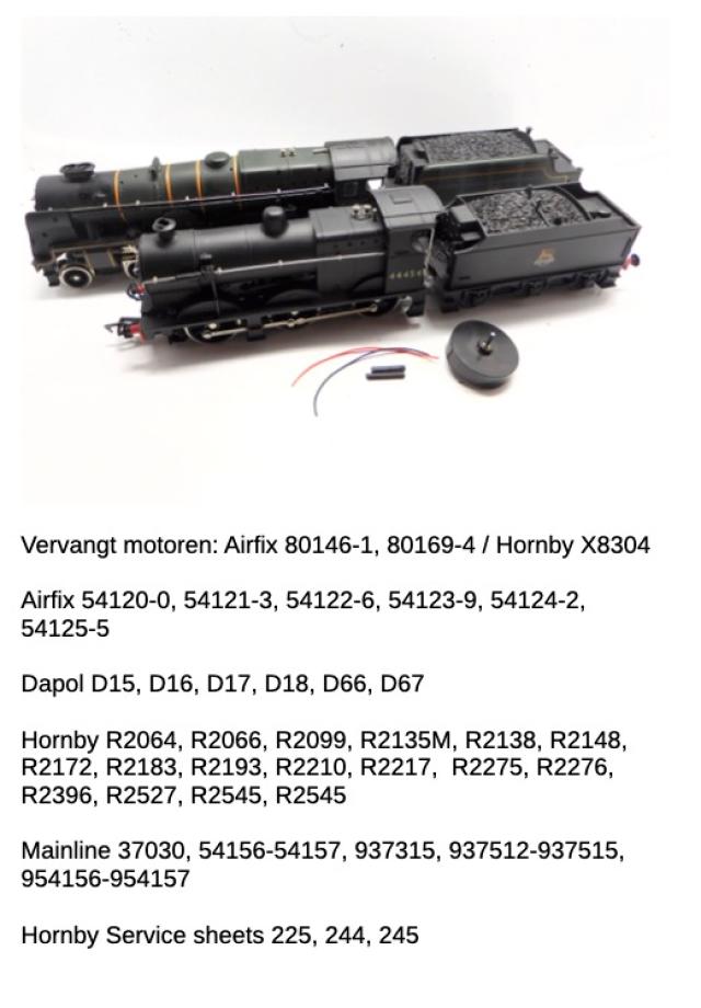 Micromotor.EU 0A001 Airfix, Mainline, Dapol, Hornby Castle class, Class 7P, Royal Scot, Fowler 4F, GWR 2301 Dean goods