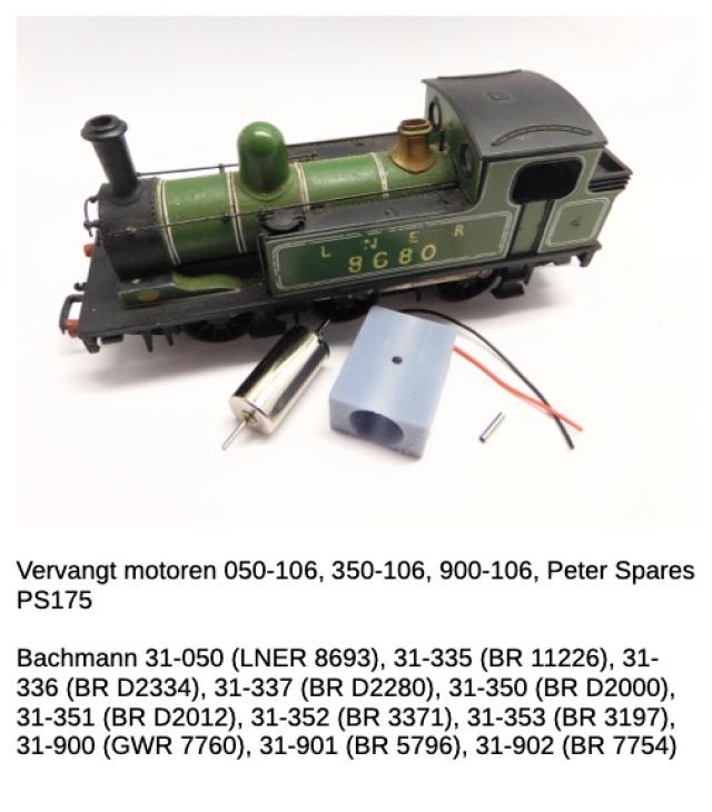 Micromotor.EU 0B002 Bachmann Class 03, class 04, class 57XX, J72 Class - alleen voor gedeeld chassis met rechthoek motor