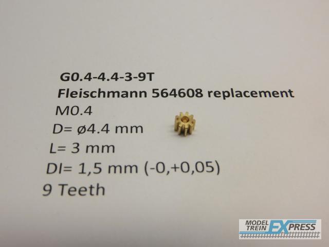 Micromotor.EU G0.4-4.4-3-9T M0.4 D=ø4.4 L=3 DI=1.5 mm 9 Teeth (Fleischmann)