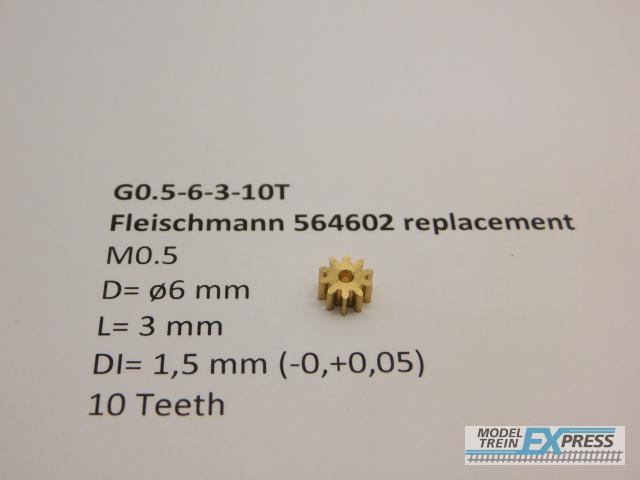 Micromotor.EU G0.5-6-3-10T M0.5 D=ø6 L=3 DI=1.5 mm 10 Teeth (Fleischmann)