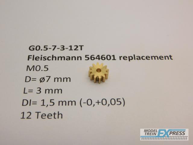 Micromotor.EU G0.5-7-3-12T M0.5 D=ø7 L=3 DI=1.5 mm 12 Teeth (Fleischmann)