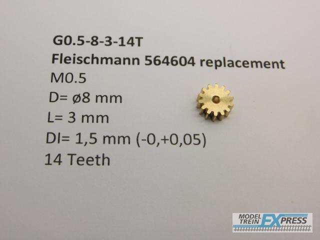 Micromotor.EU G0.5-8-3-14T M0.5 D=ø8 L=3 DI=1.5 mm 14 Teeth (Fleischmann)