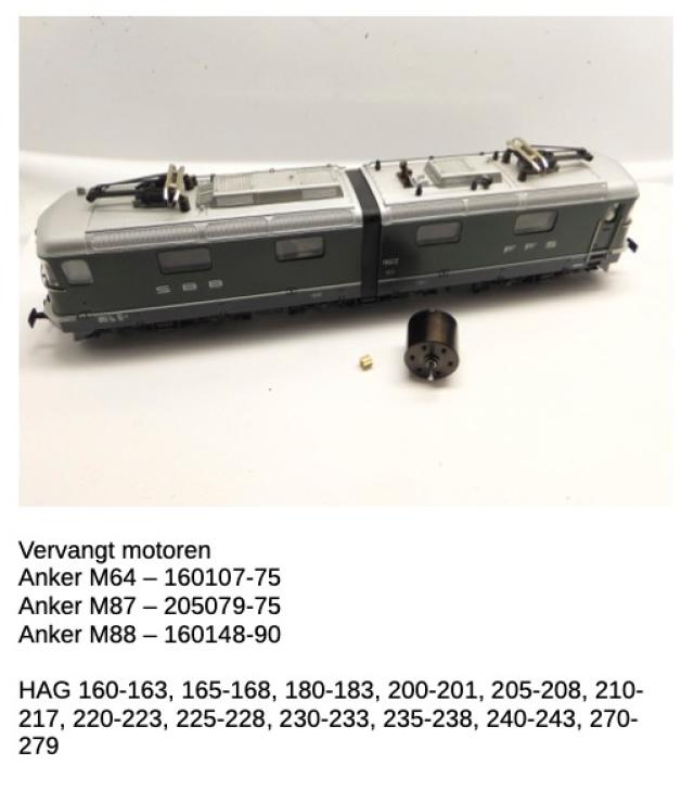 Micromotor.EU HAG001G HAG Re 4/4 I / Re 4/4 II #217 / Re 6/6 / Re 4/4 BLS / Ae 4/4 BLS / Ae 8/8 BLS / BDe 4/4 (Motor M87/M88)