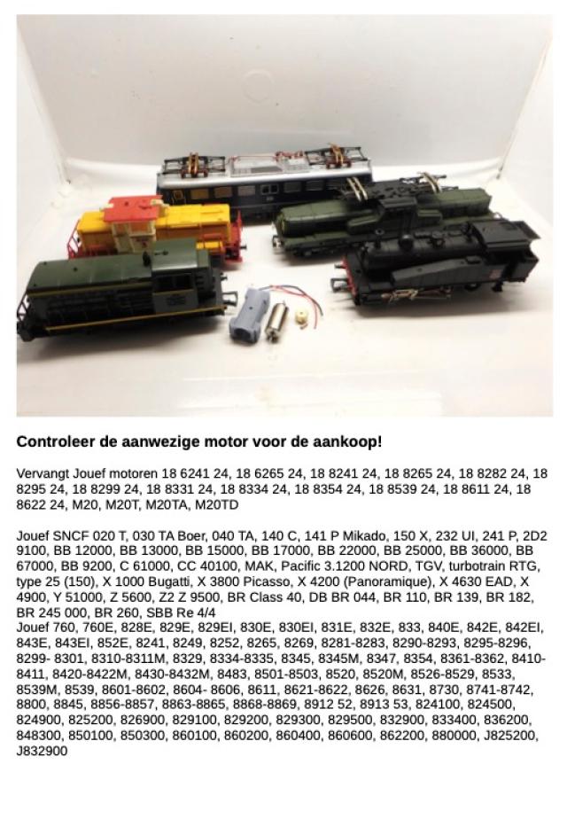 Micromotor.EU HJ003F Diverse Jouef modellen. Zie foto.