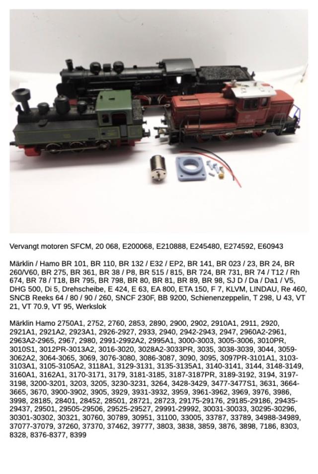 Micromotor.EU HM006G Diverse Märklin/Hamo modellen. Lijst: zie foto