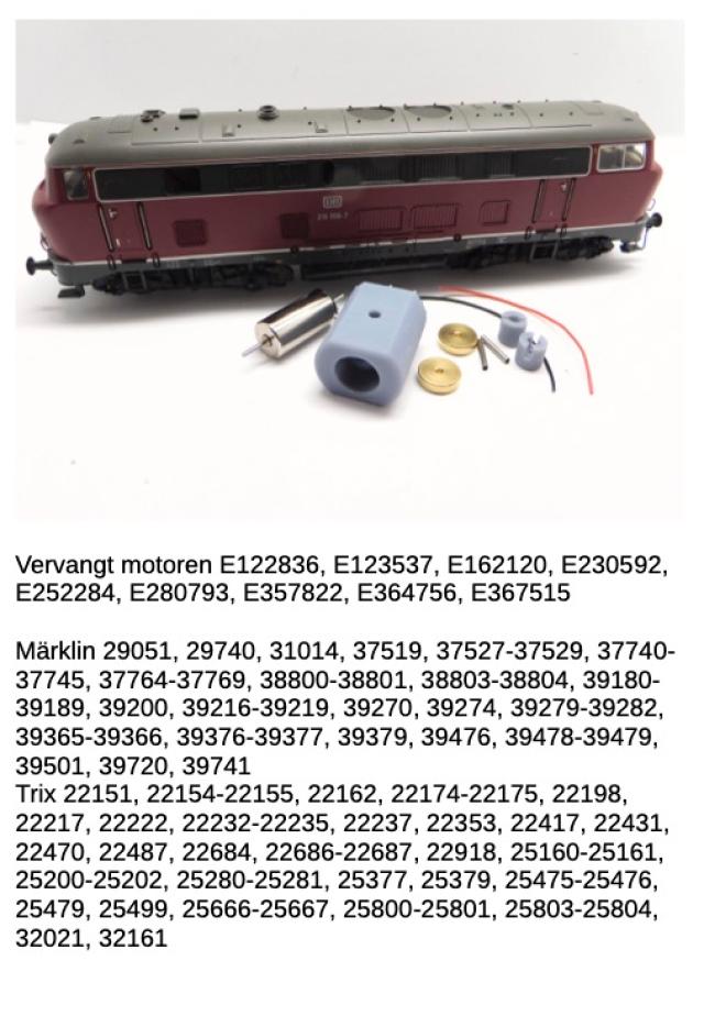 Micromotor.EU HMT019C Märklin / Trix BR 120, BR 150, BR 186, BR 210, BR 216, BR 217, BR 218, E 50, V 160, Lollo, T 679, NS 1700/1800