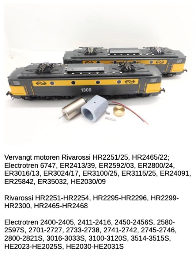 Micromotor.EU HRI010F Rivarossi / Electrotren NS 1300, Electrotren SNCF CC 7100, 060 DA-16, CC 65000, Renfe 316, Renfe 318, Renfe 321, Renfe 251, Renfe 276, Renfe S-112, Renfe 7200, Adif A330, Renfe 7200/7500/272