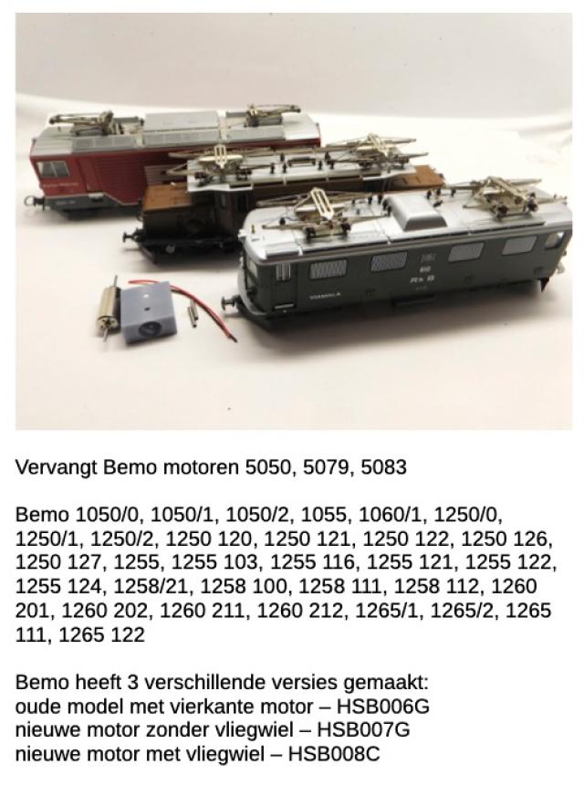 Micromotor.EU HSB005 Bemo Ge 4/4 I, Ge 4/4 II, Ge 4/4 III, Ge 6/6 I, ABe 4/4 - Oud model met vierkante motor