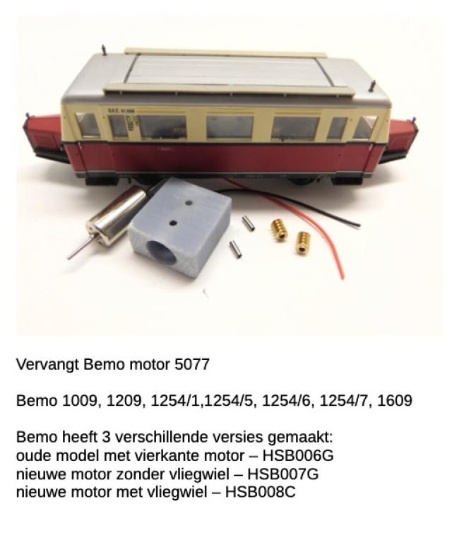 Micromotor.EU HSB006G Bemo H0-H0e-H0m Wismarer Schienenbus, Ge 6/6 II - Oud model met vierkante motor