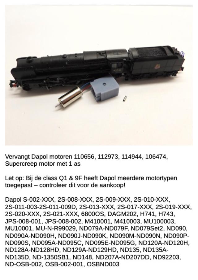 Micromotor.EU NDA004 Dapol 49XX Hall, 68xx Grange,  7MT Britannia, 7800 Manor, 9F / A3/ A4 / B1 / B17 / Q1, Schools V, GWR 2884/38xx