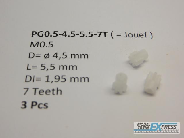 Micromotor.EU PG0.5-4.5-5.5-7T M0.5 D=ø4.5 L=5.5 DI=1.95 mm 7 Teeth (3 Pcs)