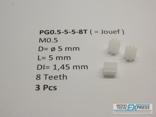 Micromotor.EU PG0.5-5-5-8T M0.5 D=ø5 L=5 DI=1.45 mm 8 Teeth (3 Pcs)