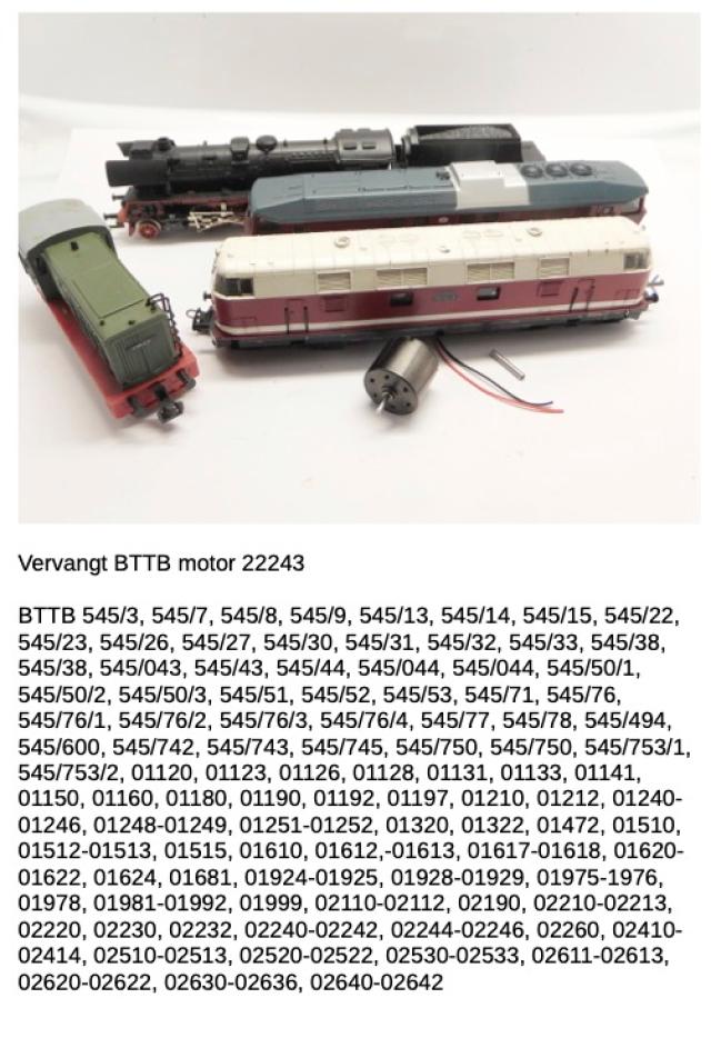 Micromotor.EU TBT001 BTTB - Zeuke BR 23, 31, 35, 50, 56, 80, 81, 86, 89, 92, 103, 107, 118, 119, 130, 221, 230, Nohab, T 334, T 435, T 679, V36, V75, V180, V200