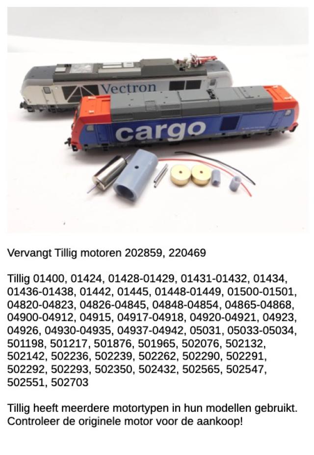 Micromotor.EU TTI005C Tillig Am 846, BR 145, 146, 185, 186, 193, 246, 247, 285, 386, E 186, E 486, EU 43, Reeks 28, Rh 386, Rh 480, Traxx, Vectron