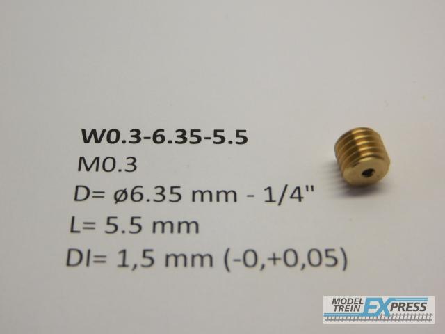 Micromotor.EU W0.3-6.35-5.5 M0.3 D=ø6.35 L=5.5 DI=1.5 mm