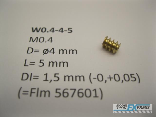 Micromotor.EU W0.4-4-5 M0.4 D=ø4 L=5 DI=1.5 mm (=Fleischmann 567601) Brass
