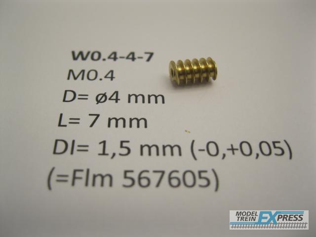 Micromotor.EU W0.4-4-7 M0.4 D=ø4 L=7 DI=1.5 mm (=Fleischmann 567605) Brass