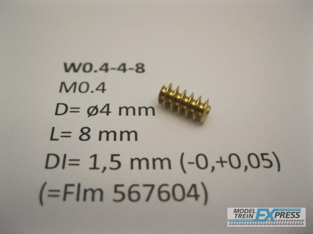 Micromotor.EU W0.4-4-8 M0.4 D=ø4 L=8 DI=1.5 mm (=Fleischmann 567604) Brass