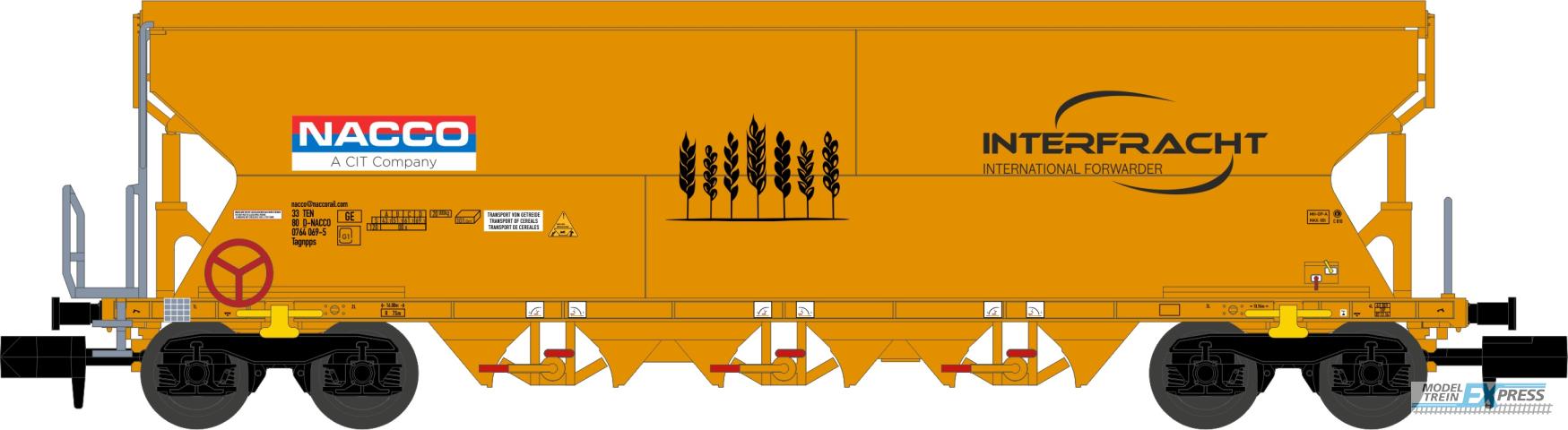 NME 211611 Getreidewagen Tagnpps 101m³ "INTERFRACHT", orange, NACCO, 2. Betr.nr.