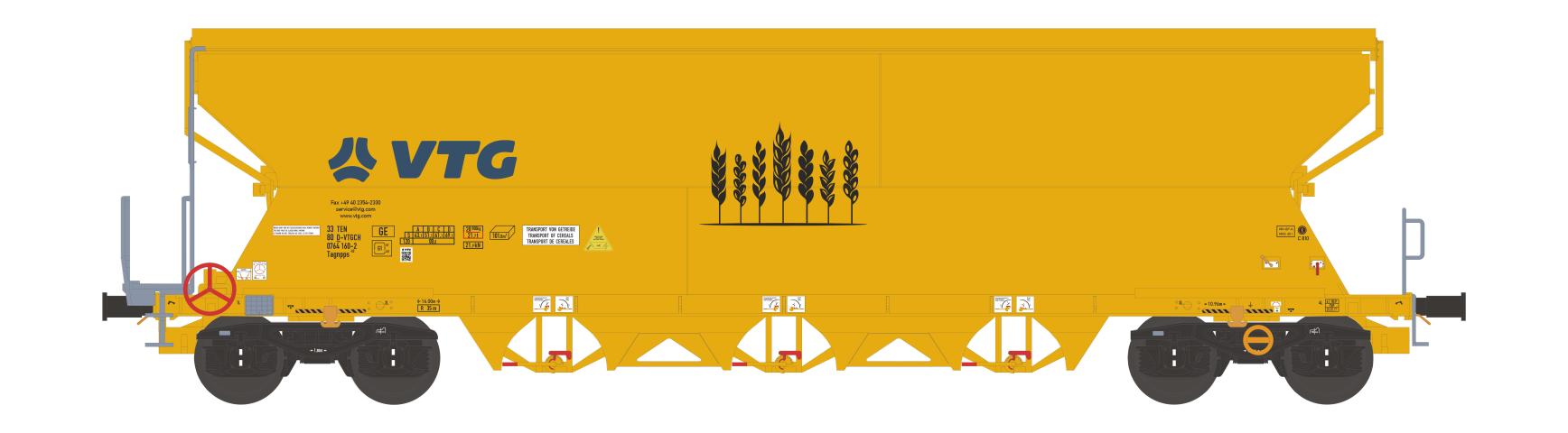 NME 506644AC Getr.wag. Tagnpps 101m³, "VTG", gelb, VTG-Logo blau, AC