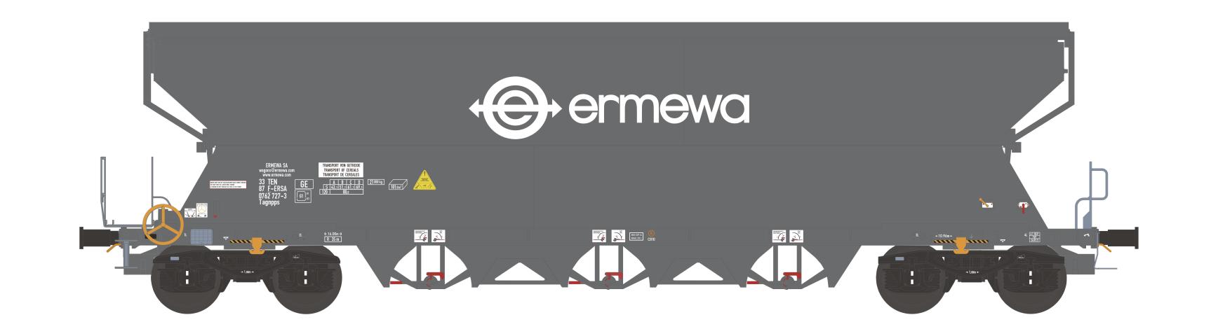 NME 514666 Getr.wag. Tagnpps 101m³ "ERMEWA", dkl.grau, Logo weiß, geänd. Wag.nr., AC