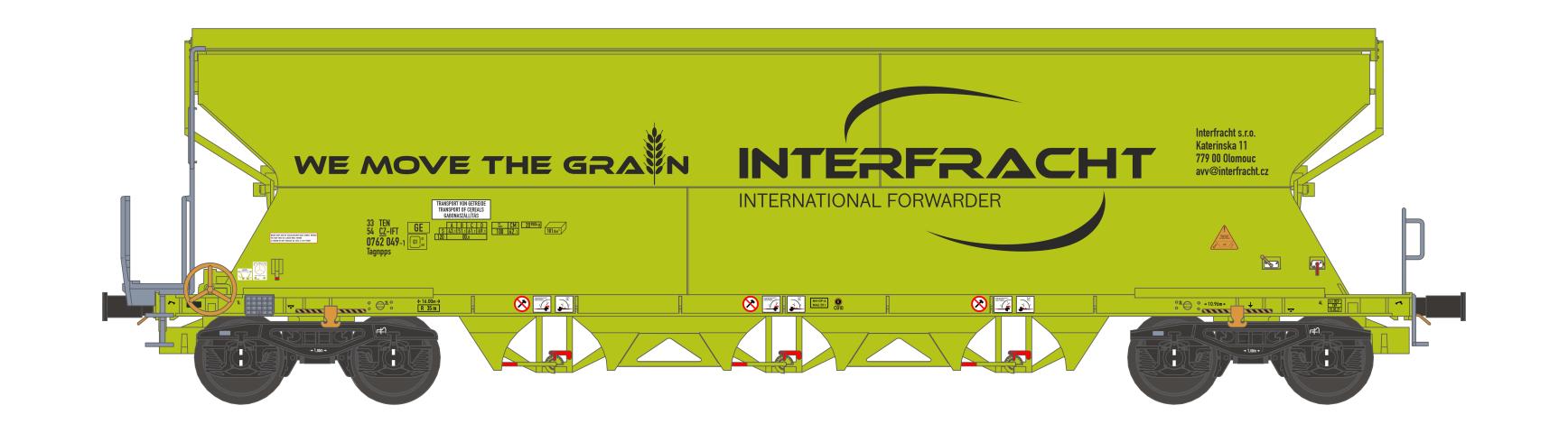 NME 515620 Getr.wag. Tagnpps 101m³ "INTERFRACHT", neongrün, geänd. Wag.nr.