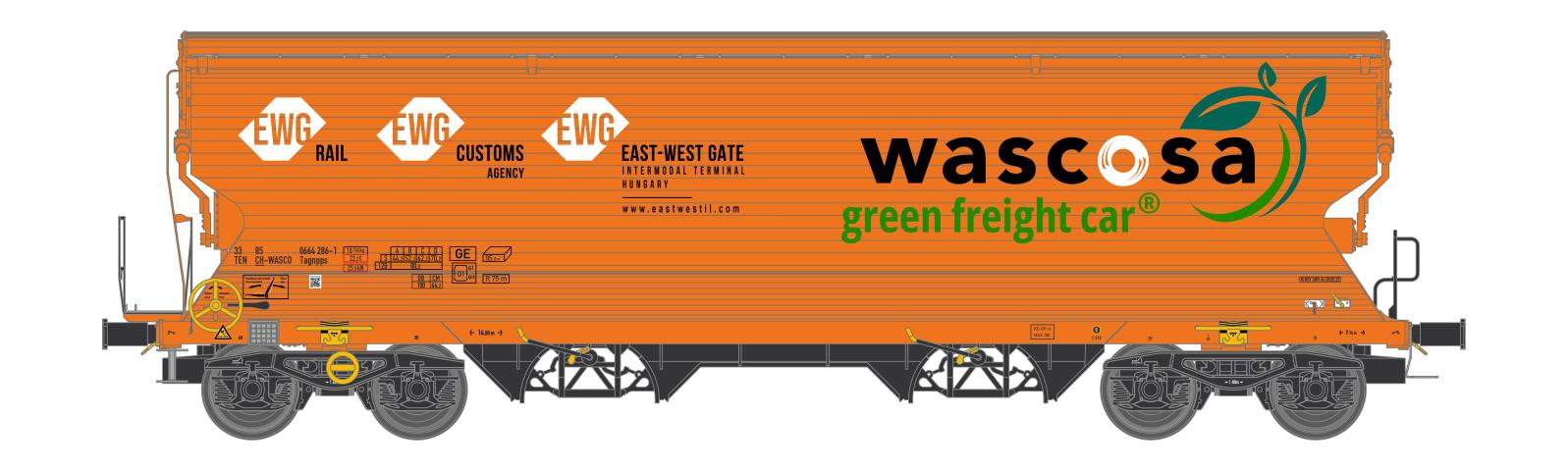NME 519601 Getr.wag. Tagnpps 95m³ "WASCOSA - green freight car", orange