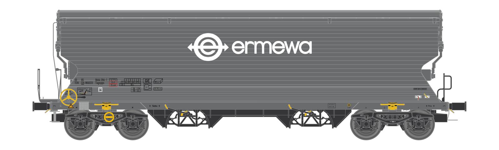 NME 524645 Getr.wag. Tagnpps 95m³ "ERMEWA", grau, geänd. Wag.nr.
